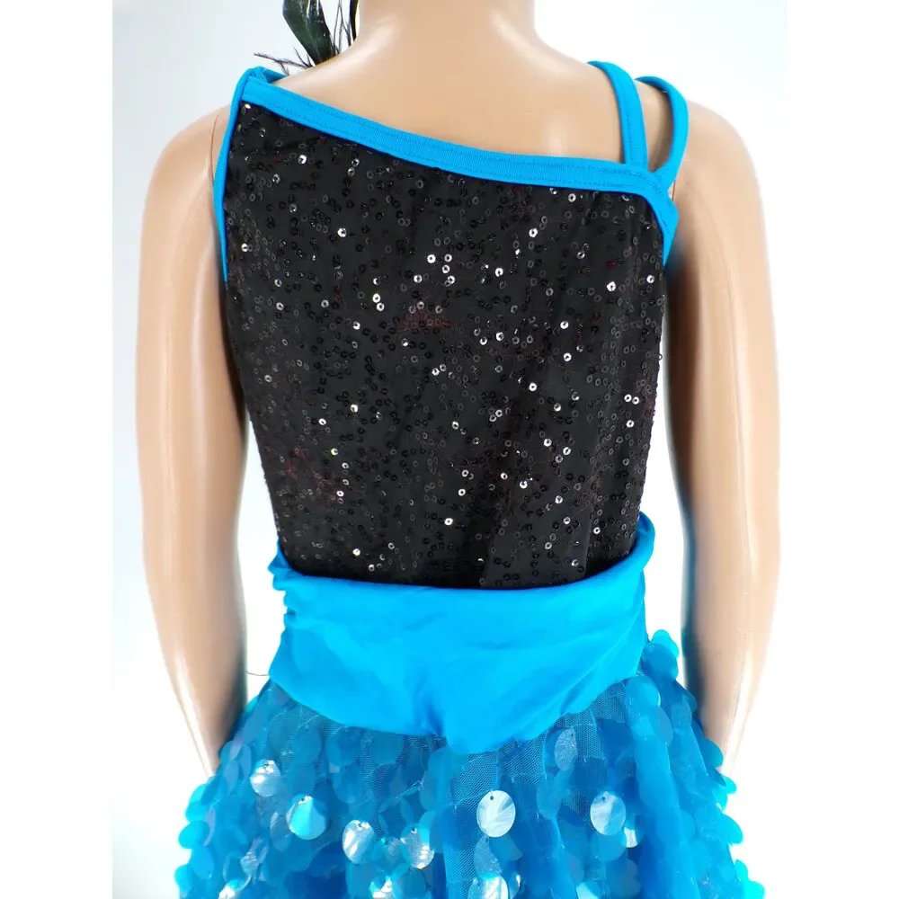 Pre-Owned Dance Costume Weissman 7806 Medium Child Turquoise Dress Jazz Musical